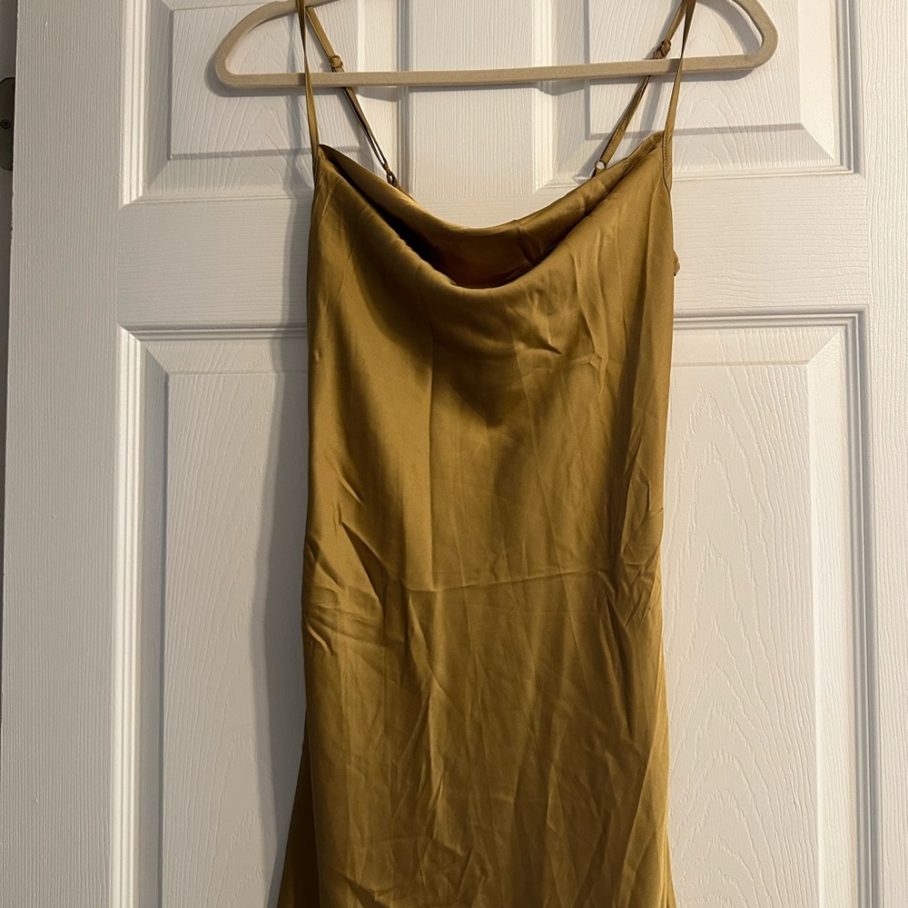 Gold cowl neck midi dress ( size XS, 2 )